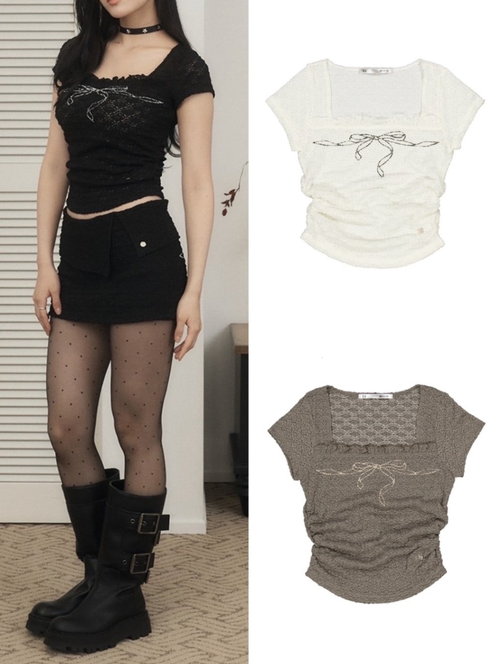 ☆韓国の人気☆【SETUP-EXE】☆FRILL BOW CROP TOP☆Tシャ.ツ☆ SETUP‐EXE】FRILL BOW CROP TOP | OUR BRAND,SETUP-EXE