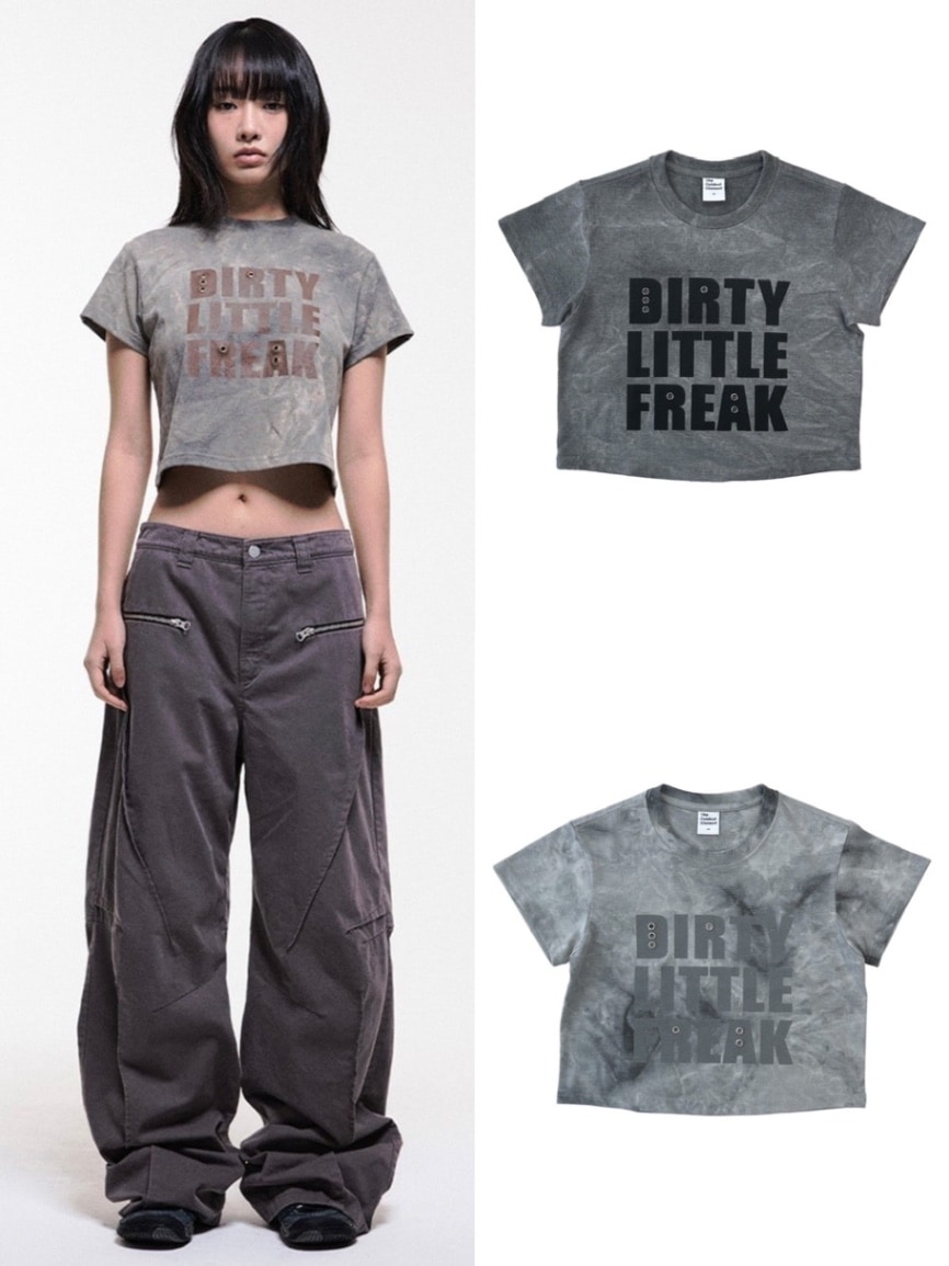 Tシャツ・カットソー THE COLDEST MOMENT TCM dirty little freak crop T charcoal THECOLDESTMOMENT】TCM dirty little freak crop T | OUR BRAND