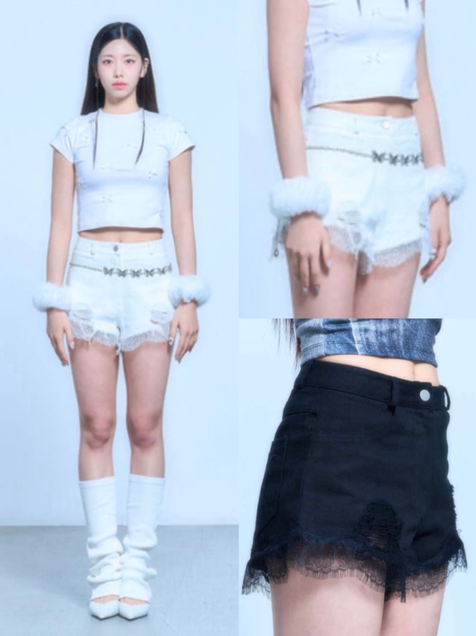 ◆SCHISM INDUCING◆ REPAIRED LACE SHORTSWHITE QB5PT02WH SCHISM INDUCING】REPAIRED LACE SHORTS | OUR BRAND,SCHISM