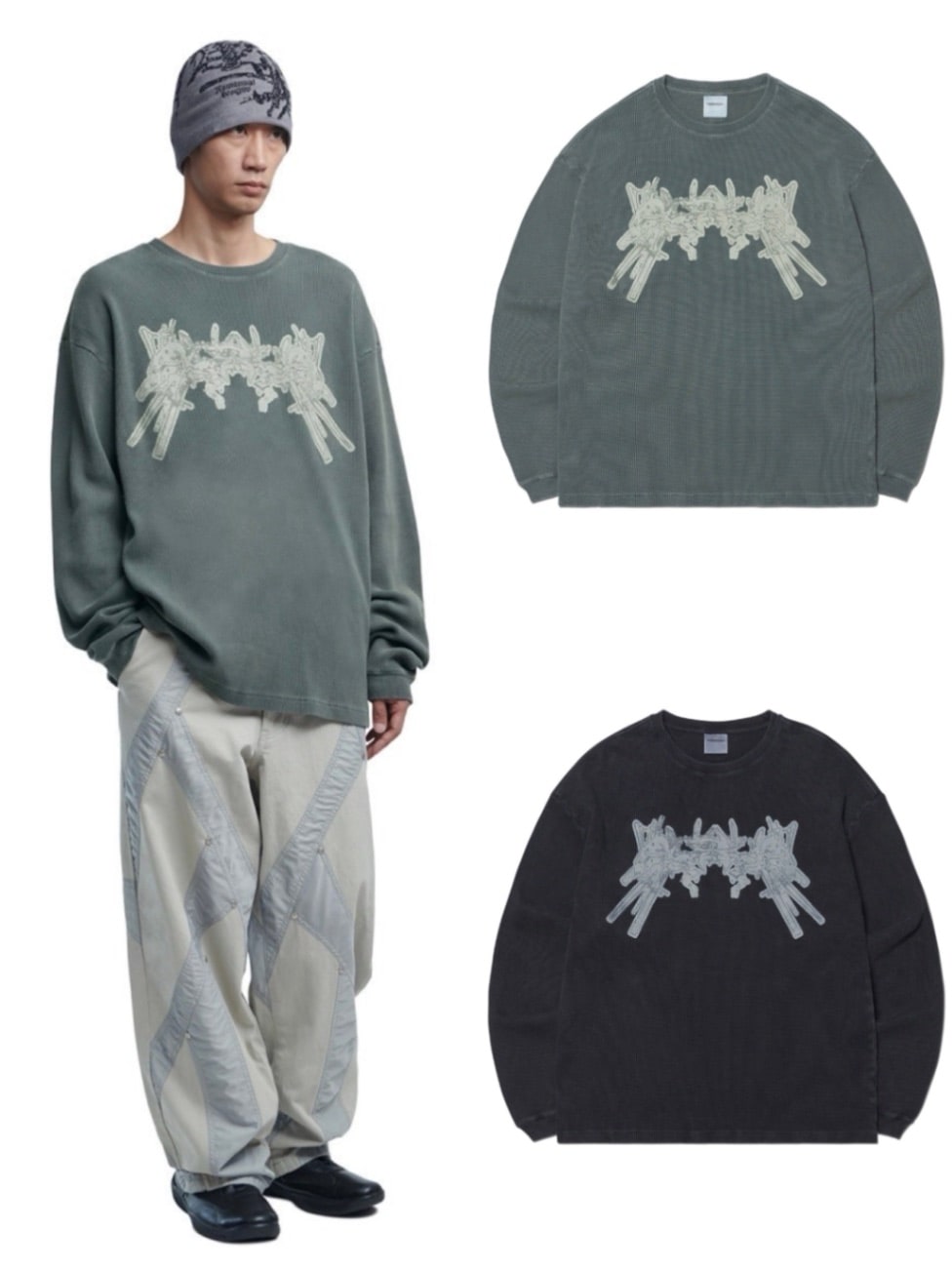 NOMANUAL】A.W WAFFLE LONG SLEEVE TEE | OUR BRAND,NOMANUAL