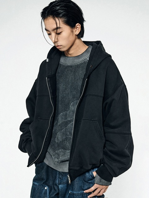 NOMANUAL】OVERDYED N.F HOODED ZIP-UP | OUR BRAND,NOMANUAL