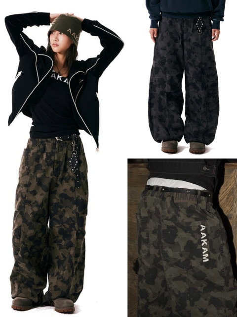 AAKAM】Knee Pin-tuck Camouflage Twill Pants | OUR BRAND