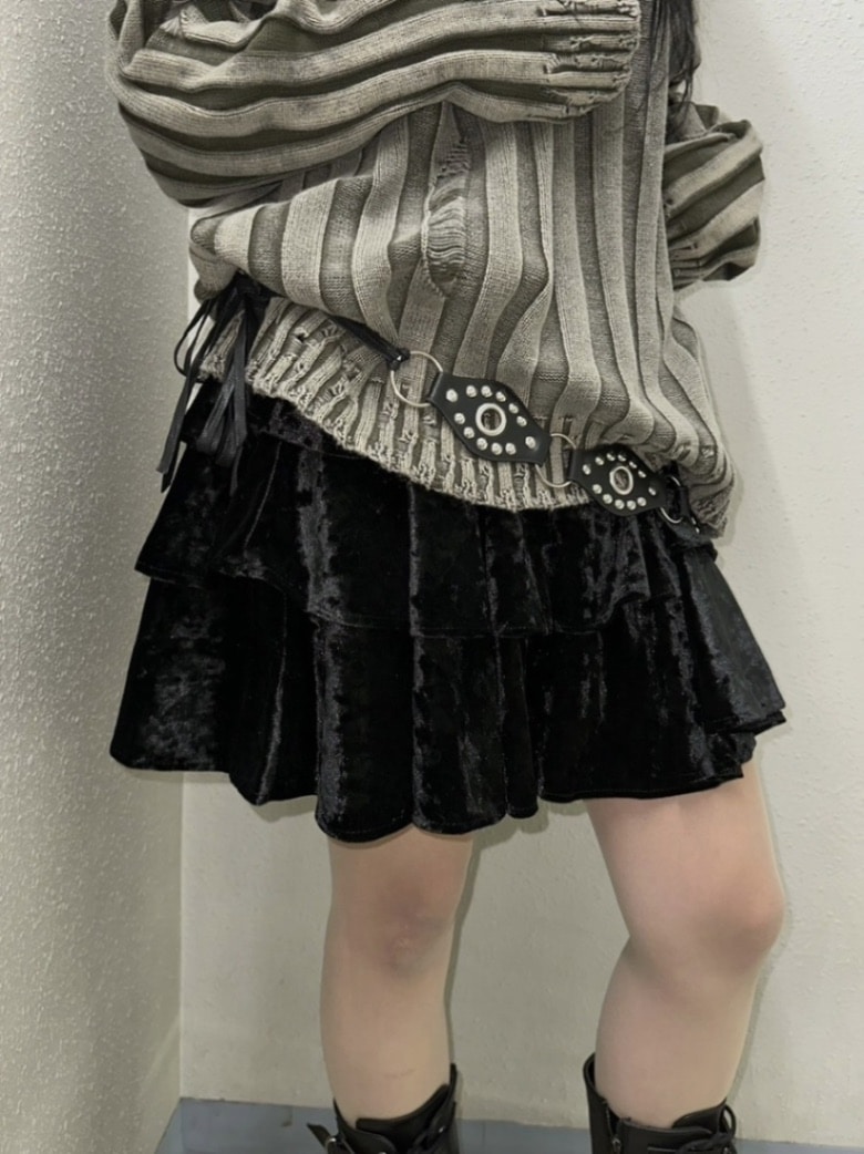 【XU DOG】velor frill skirt (2color)