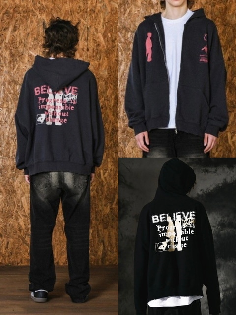 【DOMINANT】Believe Vintage Bio Washing Hoodie Zip-Up
