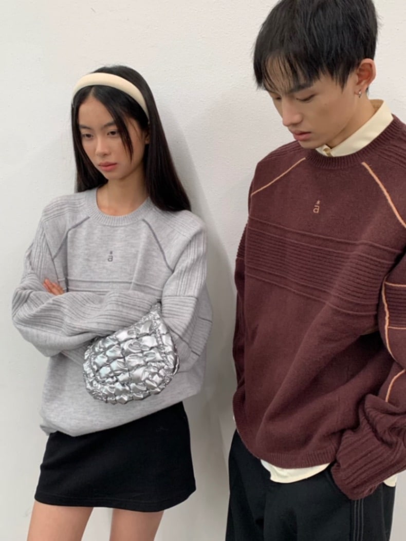 【ARCH by ROARINGWILD】Pattern Contrasting Decorative Thread Wool Sweater