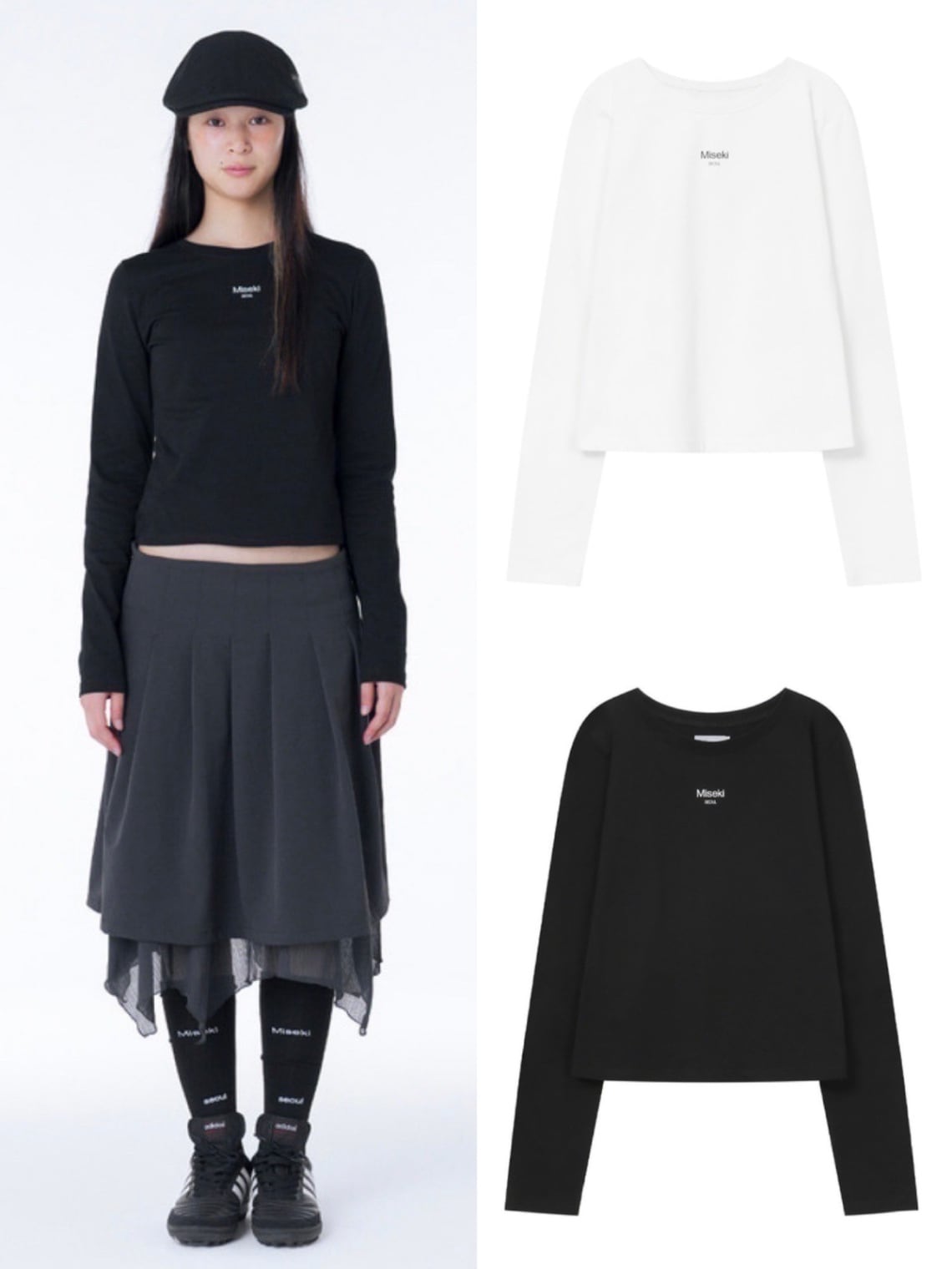 MISEKI SEOUL★韓国★人気★Logo long sleeves WHITE 長袖 ロンT MISEKI SEOUL☆韓国☆人気☆Logo long sleeves WHITE 長袖 ロンT