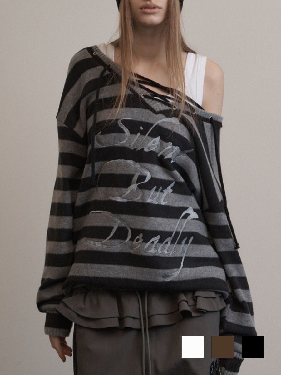 10/11 再入荷【SETUP-EXE】STRIPE V-NECK MTM / 【セットアップエグゼ】ストライプボーダーVネック長袖ニット