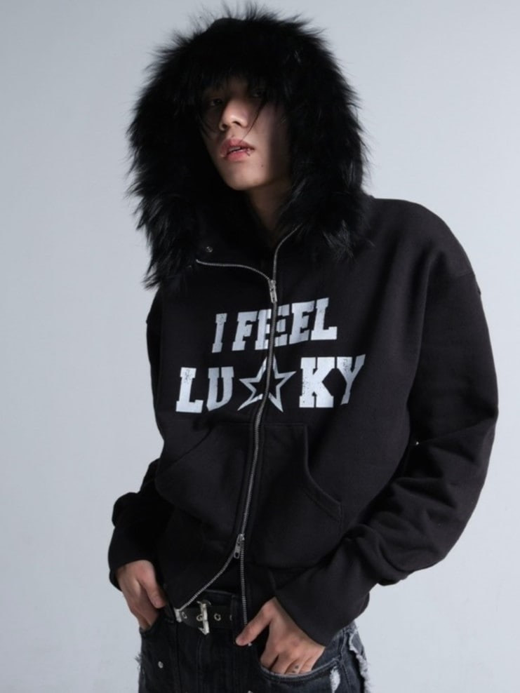 I FEEL LUCKY フードパーカー ブラック 000000015981_jT6My89.jpg