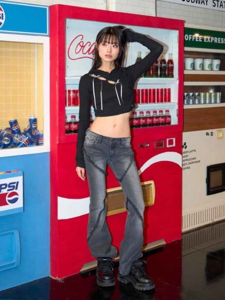 【CHERRYQUIRI】dia stud boots cut denim pt 