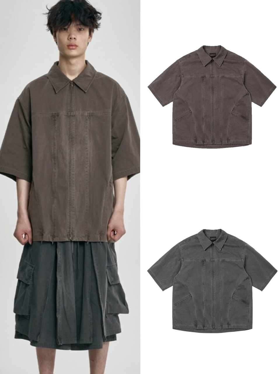 AJOBYAJO】Paneled Zip-Up Shirt | OUR BRAND,AJOBYAJO | PRESSING WEB