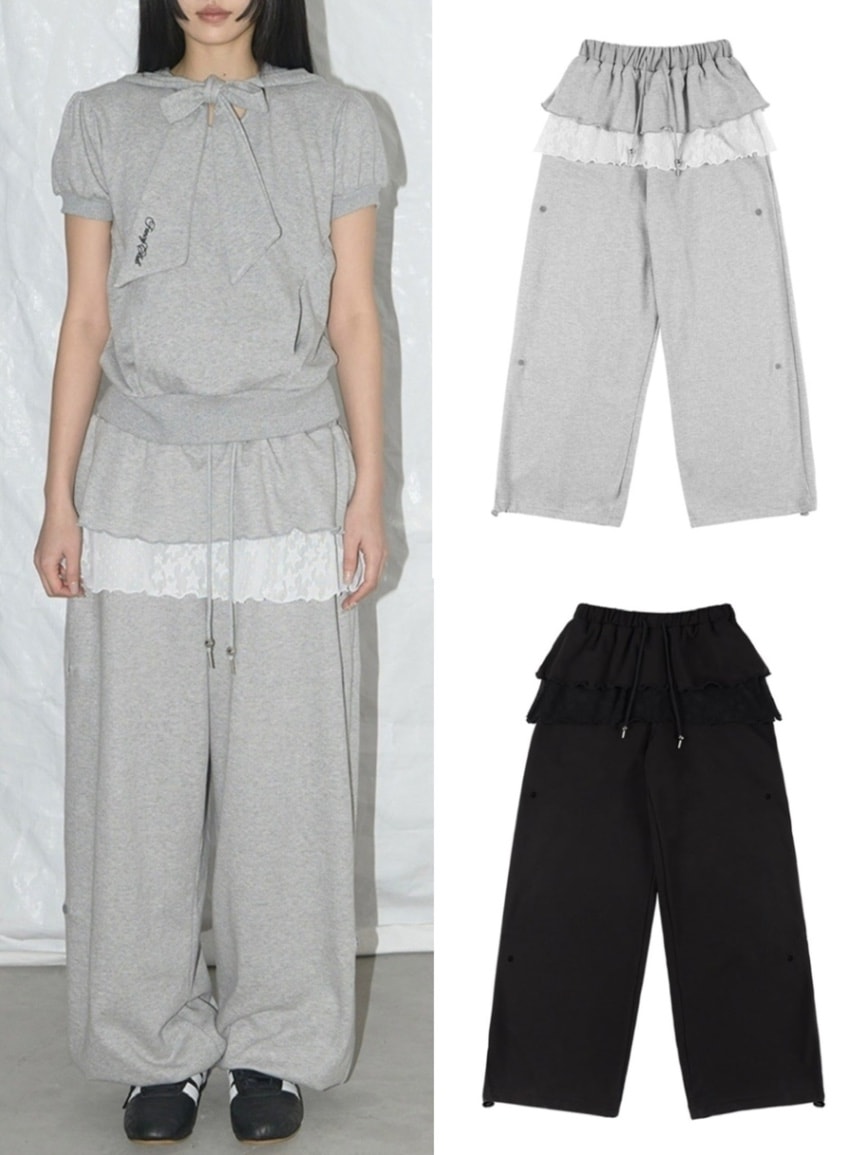 パンツ FANCY CLUB FRILL LACE BUTTON SWEATPANTS 5BMM197 セール】【FANCY CLUB】FRILL LACE BUTTON SWEATPANTS