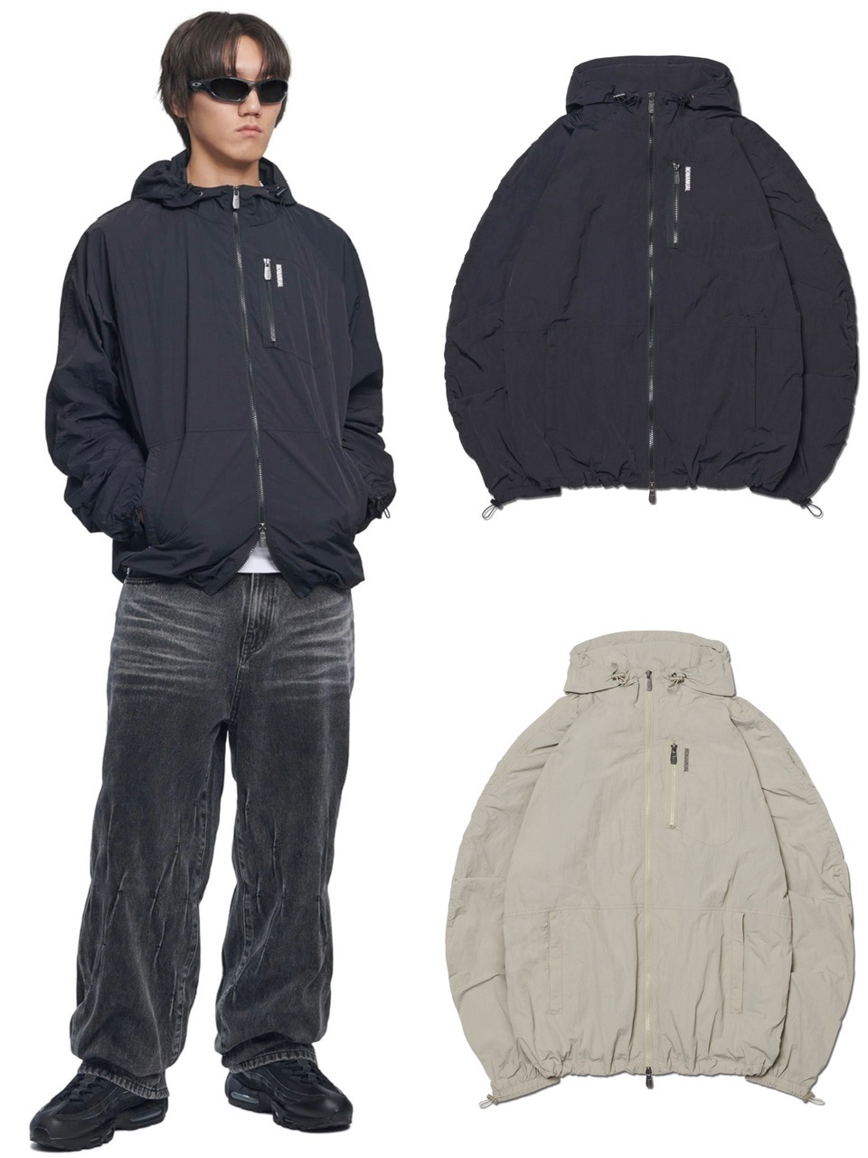 【NOMANUAL】SAIL WIND SHELL / 【ノーマニュアル】ロゴ長袖パーカー