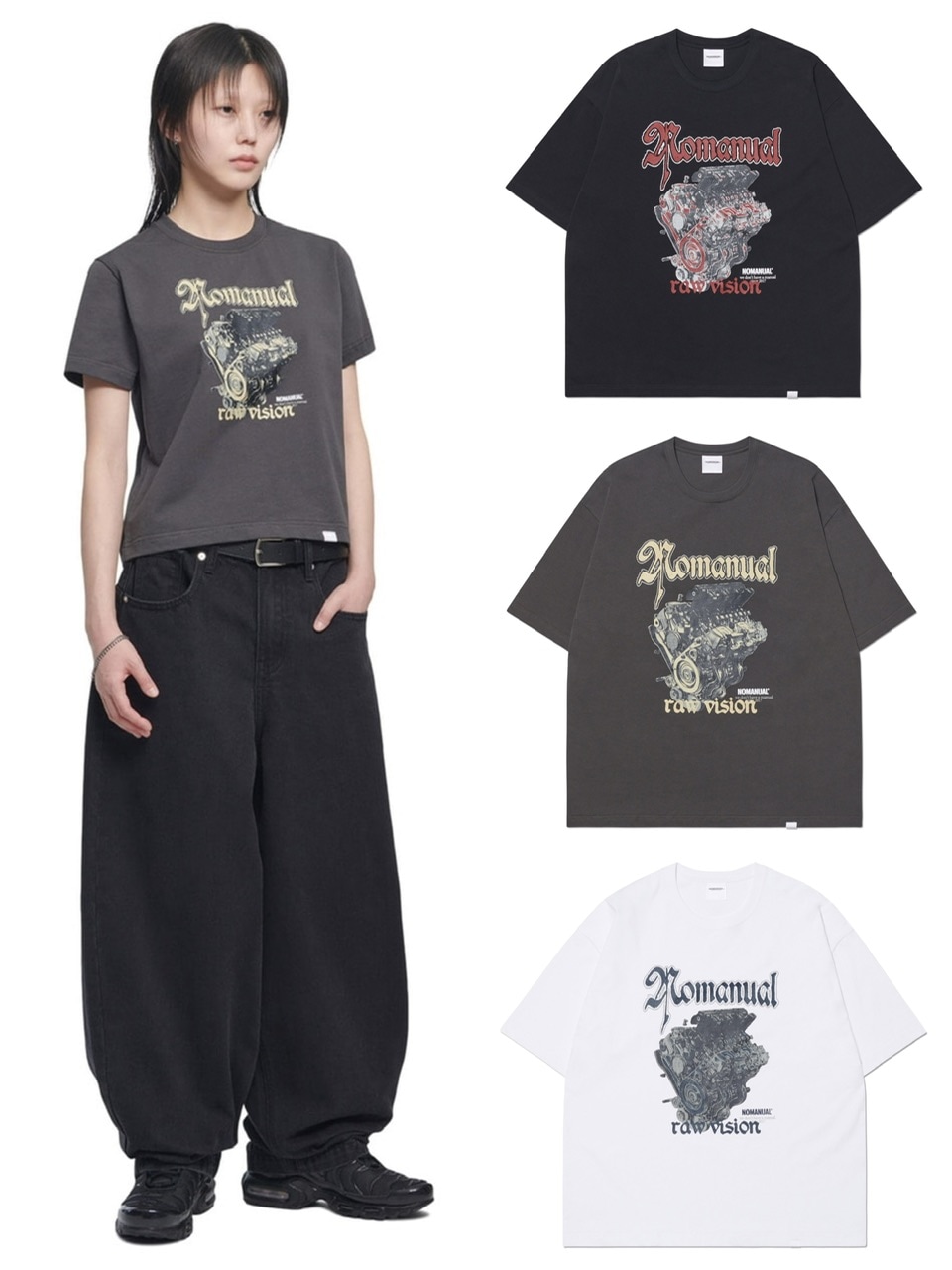 Tシャツ・カットソー NOMANUAL NM Engine T-Shirt Black NOMANUAL】NM ENGINE T-SHIRT | OUR BRAND,NOMANUAL | PRESSING
