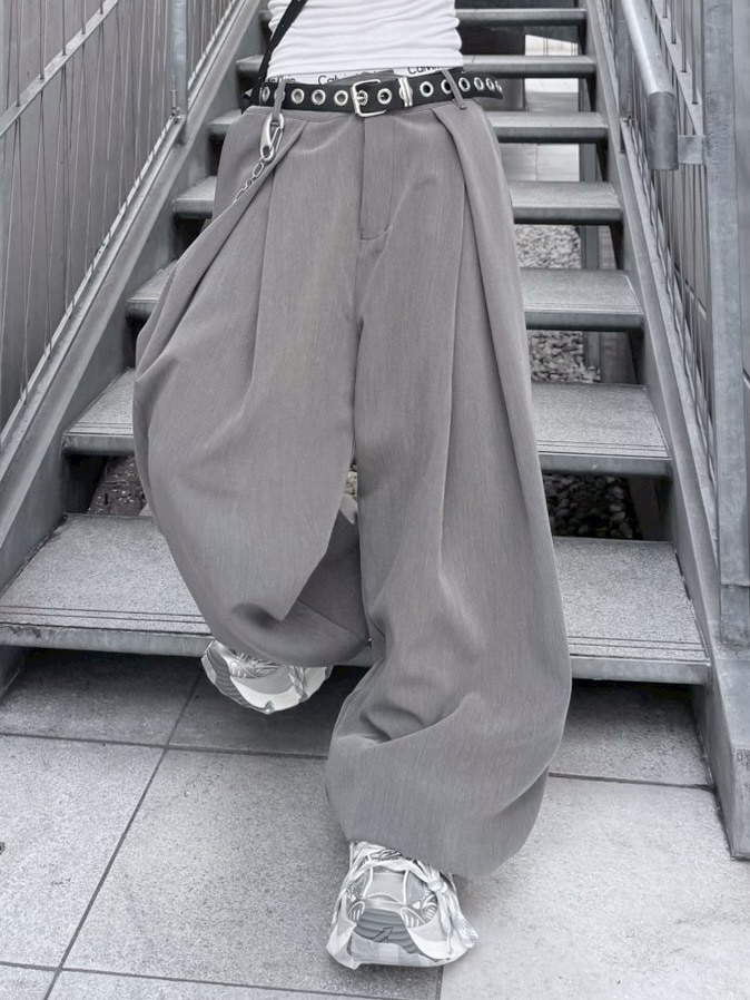 受注制【nmtc +】pin tuck wide slacks (2color)