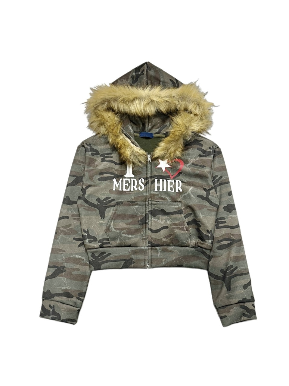 受注制【XU DOG】camouflage fur hood zipup