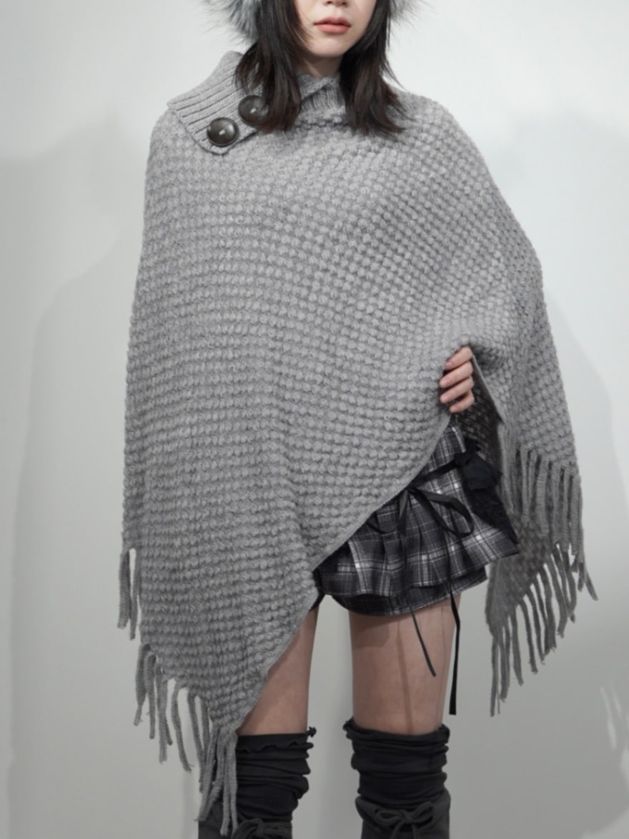 受注制【Nerd out XU】high neck poncho (2color)