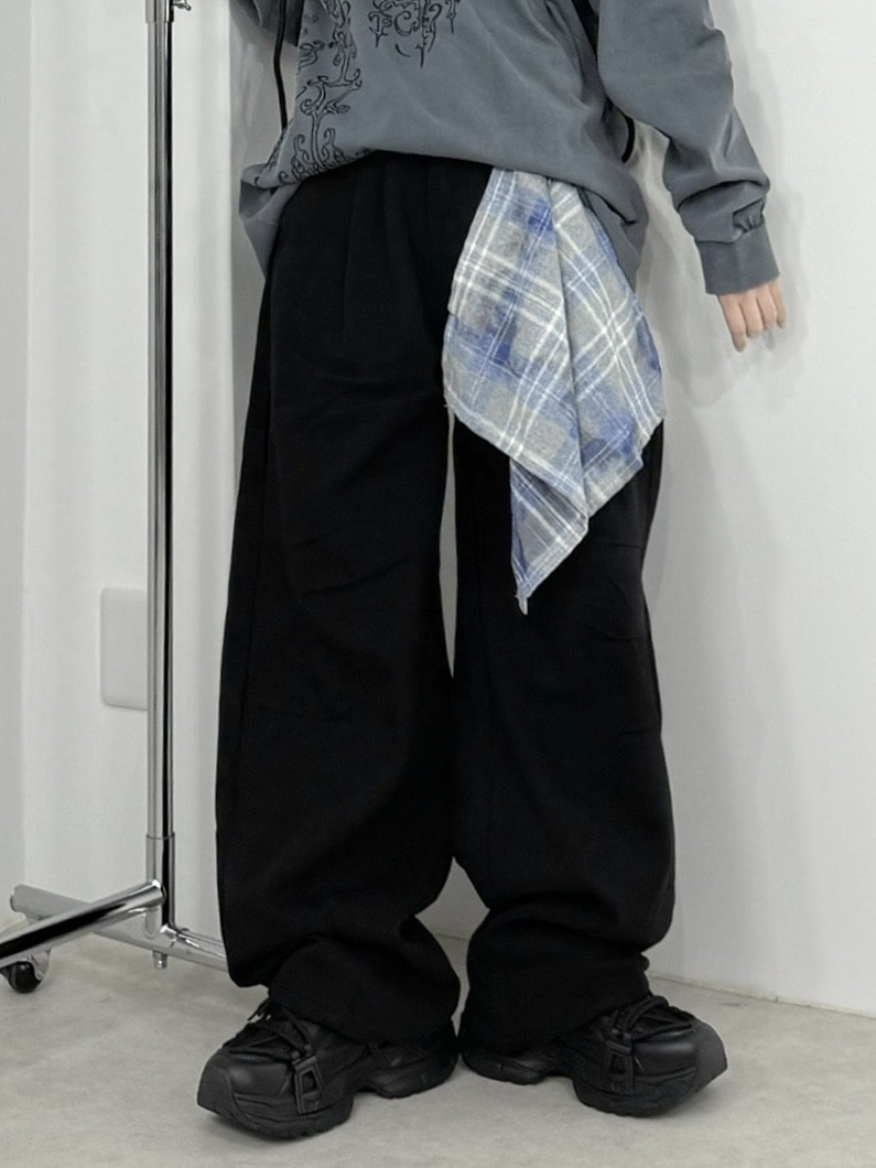 受注制【Nerd out XU】waist scarf denim wide pants