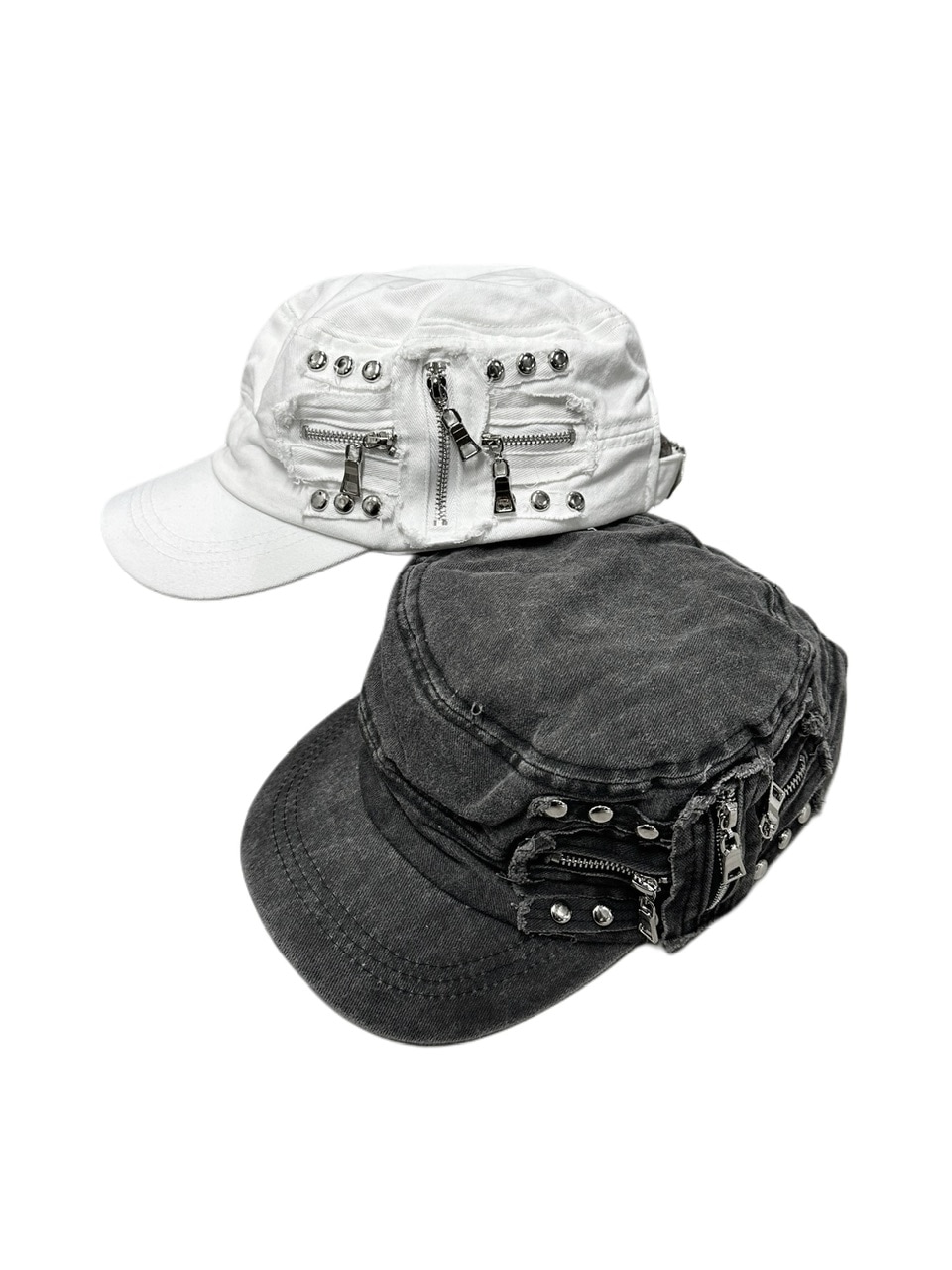 受注制【XU DOG】studs denim cap (2color)