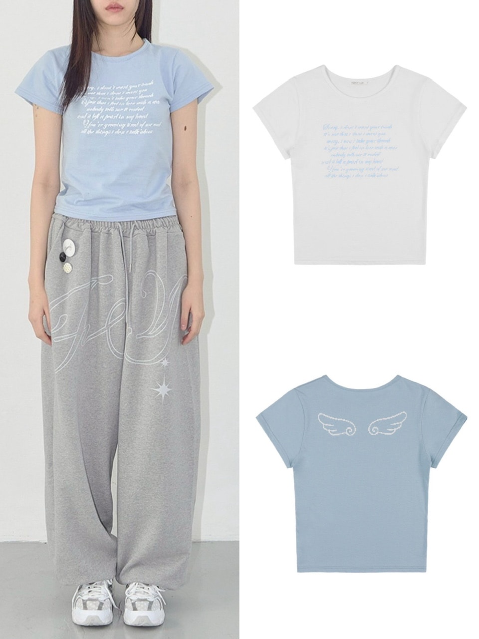 ★FANCYCLUB★ANGEL MARK CROP TEE (SKY BLUE)★正規品/直送料込 FANCY CLUB】ANGEL MARK CROP TEE | OUR BRAND,FANCY CLUB