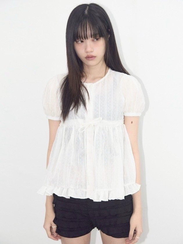 トップス FANCY CLUB Shirring Puff Blouse (WHITE) FANCY CLUB】SHIRRING PUFF BLOUSE | OUR BRAND,FANCY CLUB