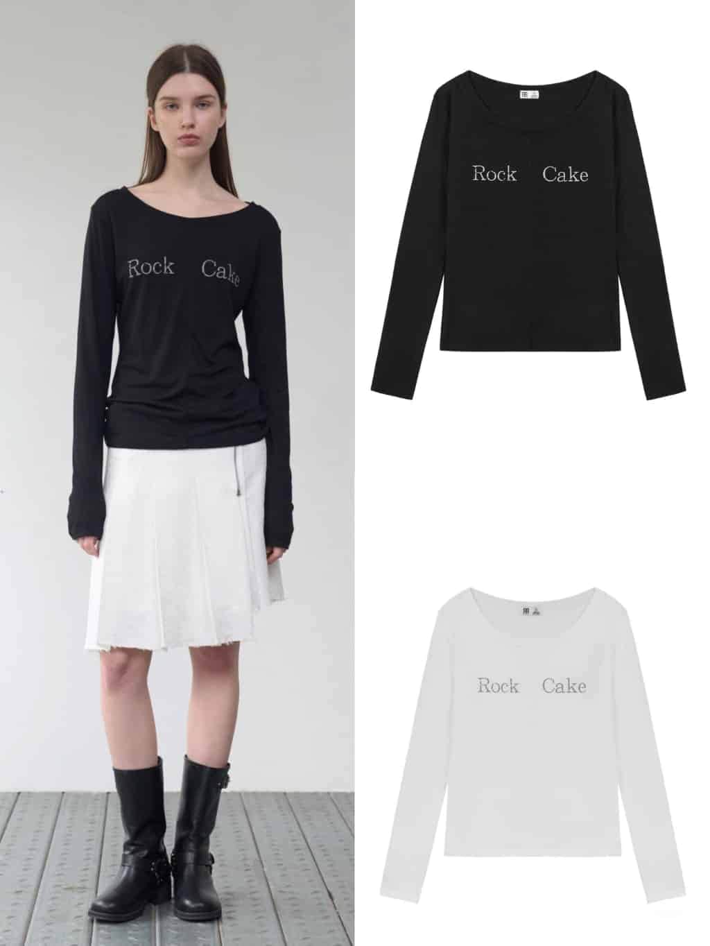 【ROCK CAKE】Front Slit Long Sleeve Top