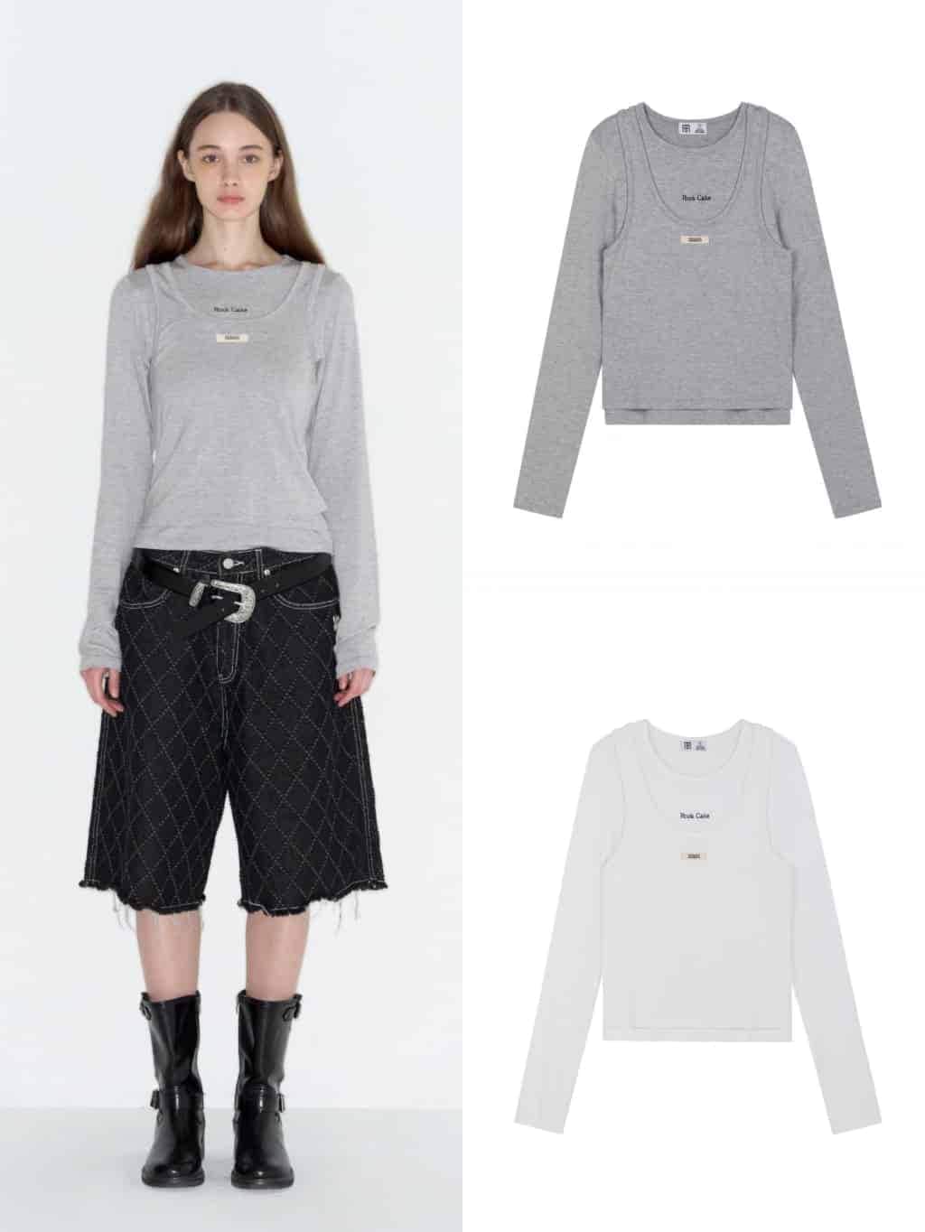 【ROCK CAKE】Beige Label Layerd LS Tee