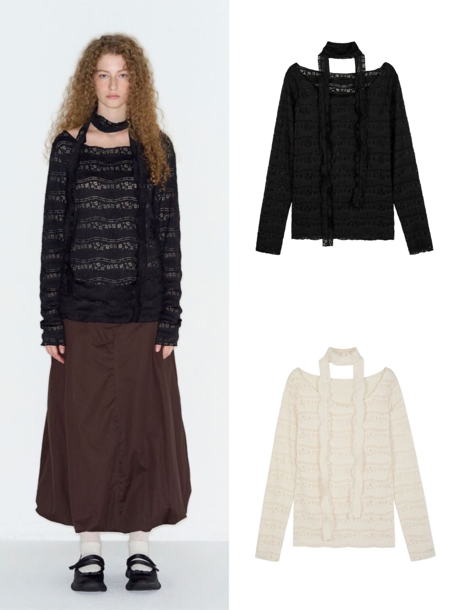 Tシャツ・カットソー ROCKCAKE Pattern Punching Long sleeve Ivory MUSINSA | ROCKCAKE Pattern Punching Long sleeve - Ivory