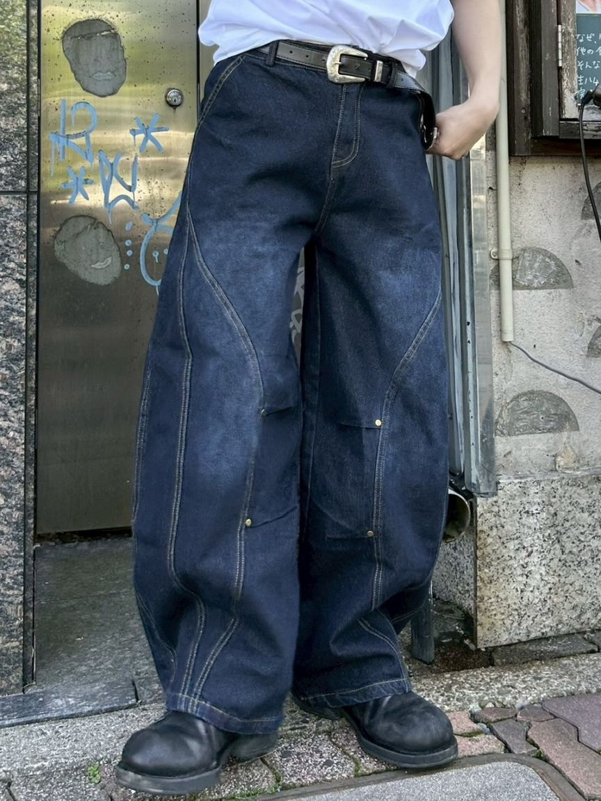 デニム・ジーパン Extra Wide Balloon Pants Deep Blue youll】balloon wide denim pants | OUR BRAND,youll | PRESSING