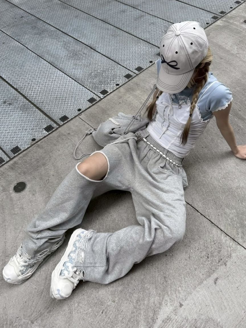 【nmtc +】string damage sweat pants (2color) / 【エヌエムティーシープラス】ストリングダメージスウェットパンツ