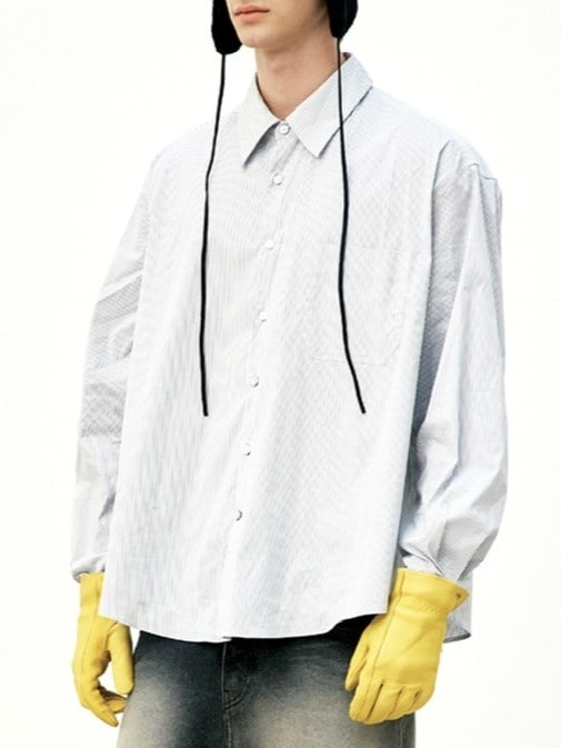 【COOR】MULTI-PIN STRIPDO OVERSIZDO SHIRT