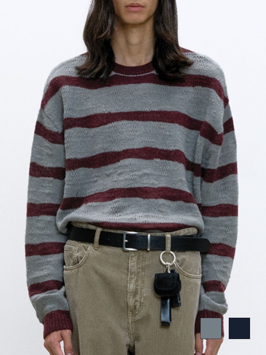 【COOR】HAIRY STRIPE KNIT