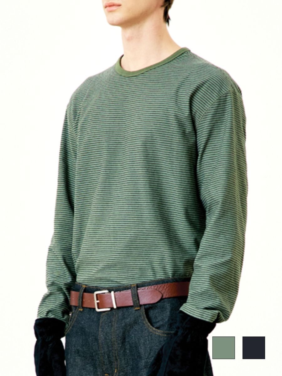 【COOR】DYING PIN STRIPE LONG SLEEVE T-SHIRT