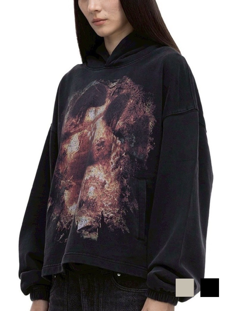 【The Boy Has No Patience】NIGHT OF THE BLOOD MOON WASHED DISTRESSED GRAPHIC HOODIE