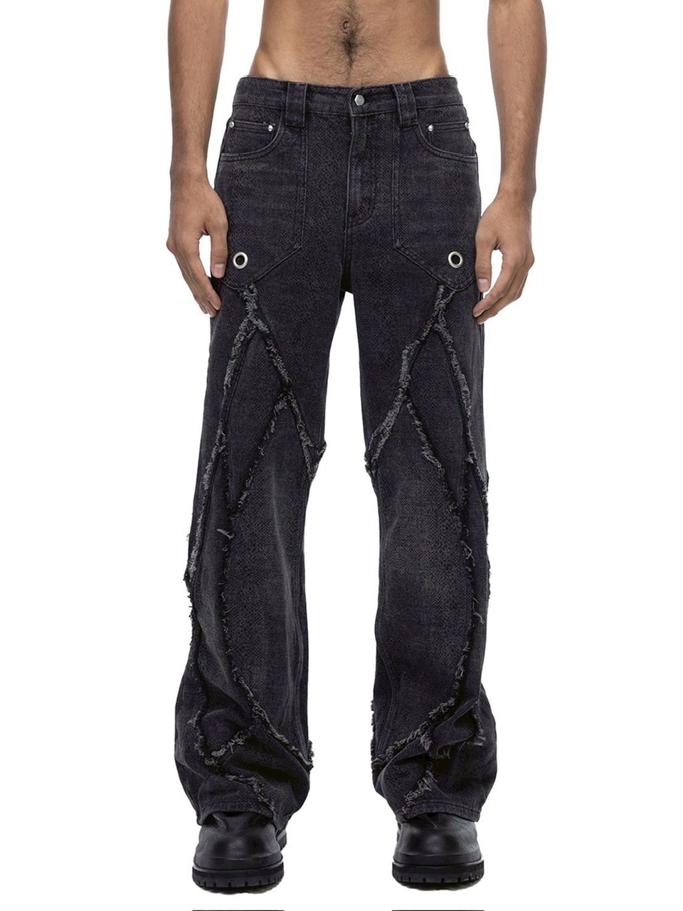 【The Boy Has No Patience】BLOOD MOON NIGHT SNAKE PRINT WIDE LEG JEANS