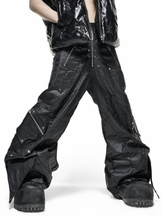 POUTNIK KNIGHT Pants XS BLK 廃盤 名作 RICH】Knight Wide Waxed Pants | OUR BRAND,RICH | PRESSING