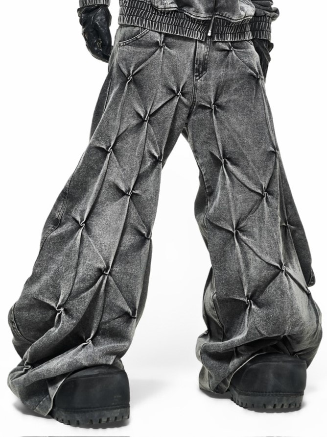 【RICH】Grey Wash Wide Denim Pants / 【リッチ】ダーティーウォッシュバルーンデニムパンツ