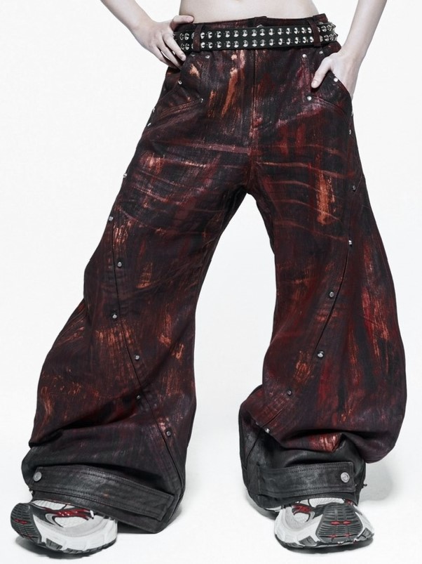 【RICH】Blood Waxed S-Wide Pants