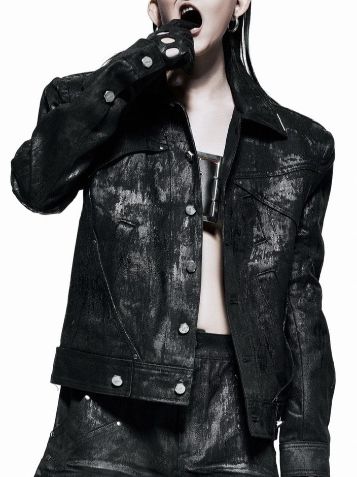 【RICH】Black Waxed Denim Jacket