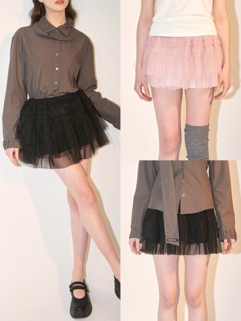 ●●ODDONEOUT●●TUCKING MASH SKIRT 65c2107284d521fd4c1c17e00e2ee0