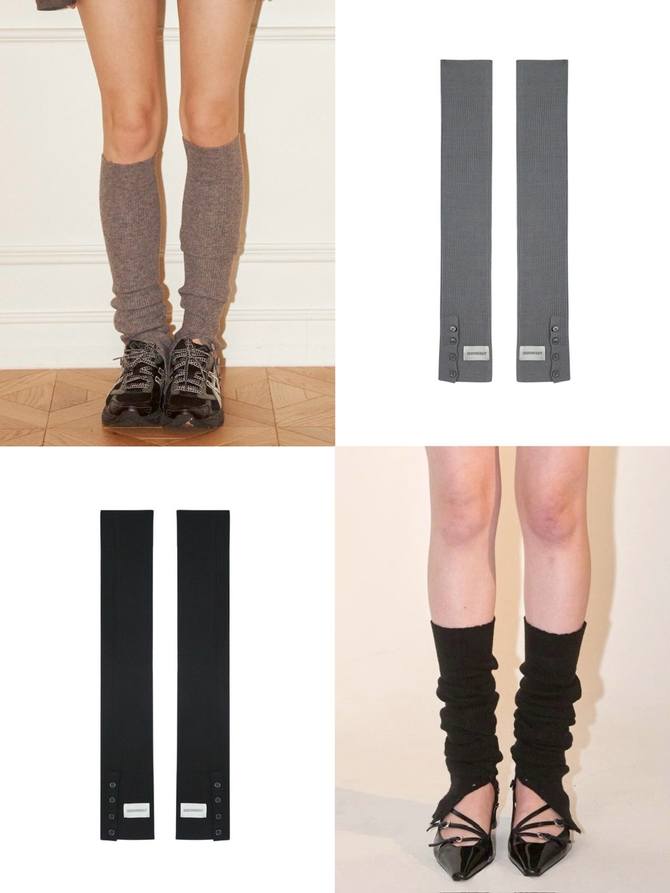 【ODDONEOUT】BUTTON SLIT KNIT LEG WARMER