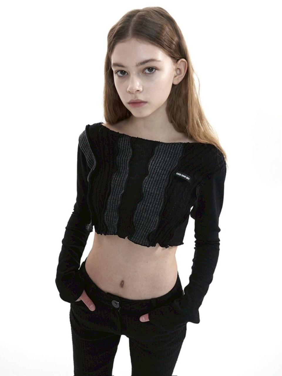 【ODDONEOUT】Patchwork knit crop