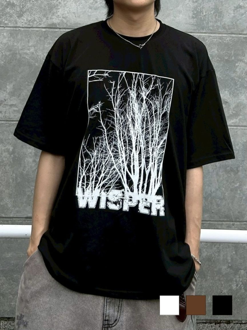 【Chikashitsu +】whisper tree t-shirt (3color) / 【チカシツプラス】ウィスパーツリープリント半袖Tシャツ