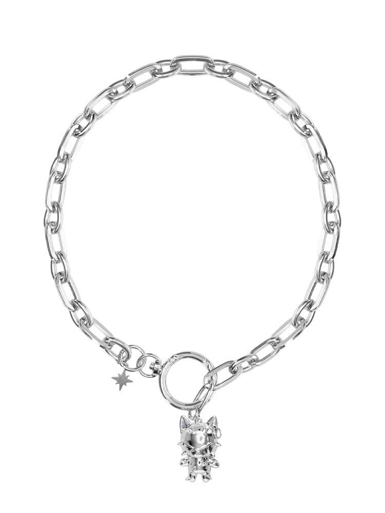 【BLACKPURPLE】25SS★ Cattus bold chain necklace Cattus bold chain necklace - blackpurple | 60% - Asian