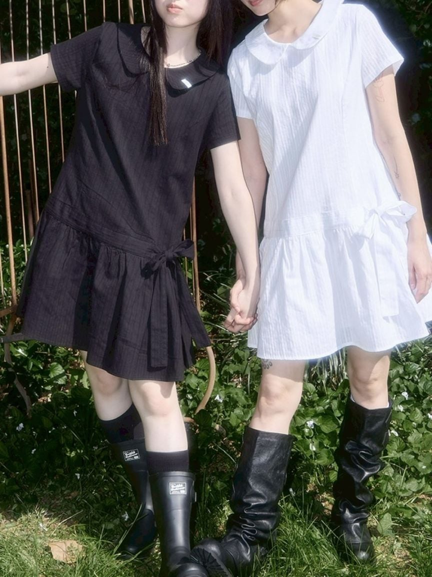 【FANCY CLUB】Ribbon Low-Rise Mini Dress