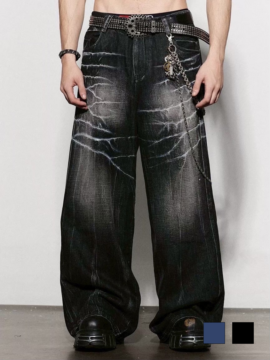 パンツ INSTANTFUNK Washed denim wide-leg jeans 4BTR483 INSTANTFUNK Washed denim wide-leg jeans 4BTR483 (INSTANTFUNK