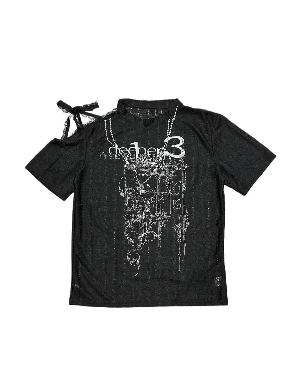 受注制【XU DOG】unbalance grunge tee (2color) / 【エックスユー ドッグ】アンバランスグランジメッシュ半袖トップス