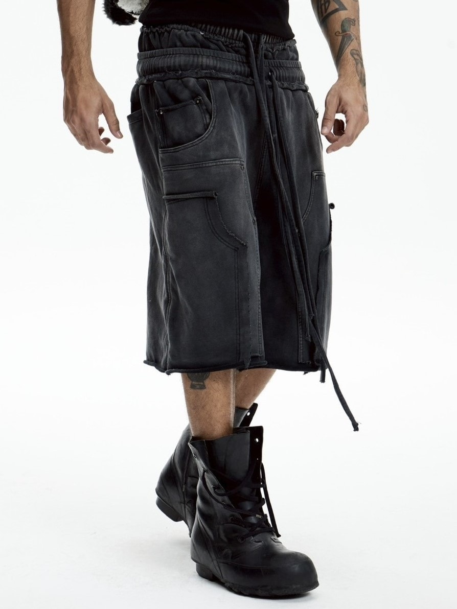 【DND4DES】DOUBLE WAIST KNITTED CROPPED TROUSERS