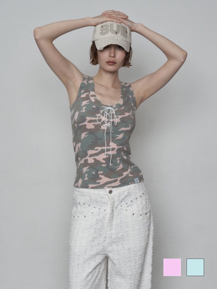 【SETUP‐EXE】CAMO RAW EDGE SLEEVELESS / 【セットアップエグゼ】カモローエッジタンクトップ