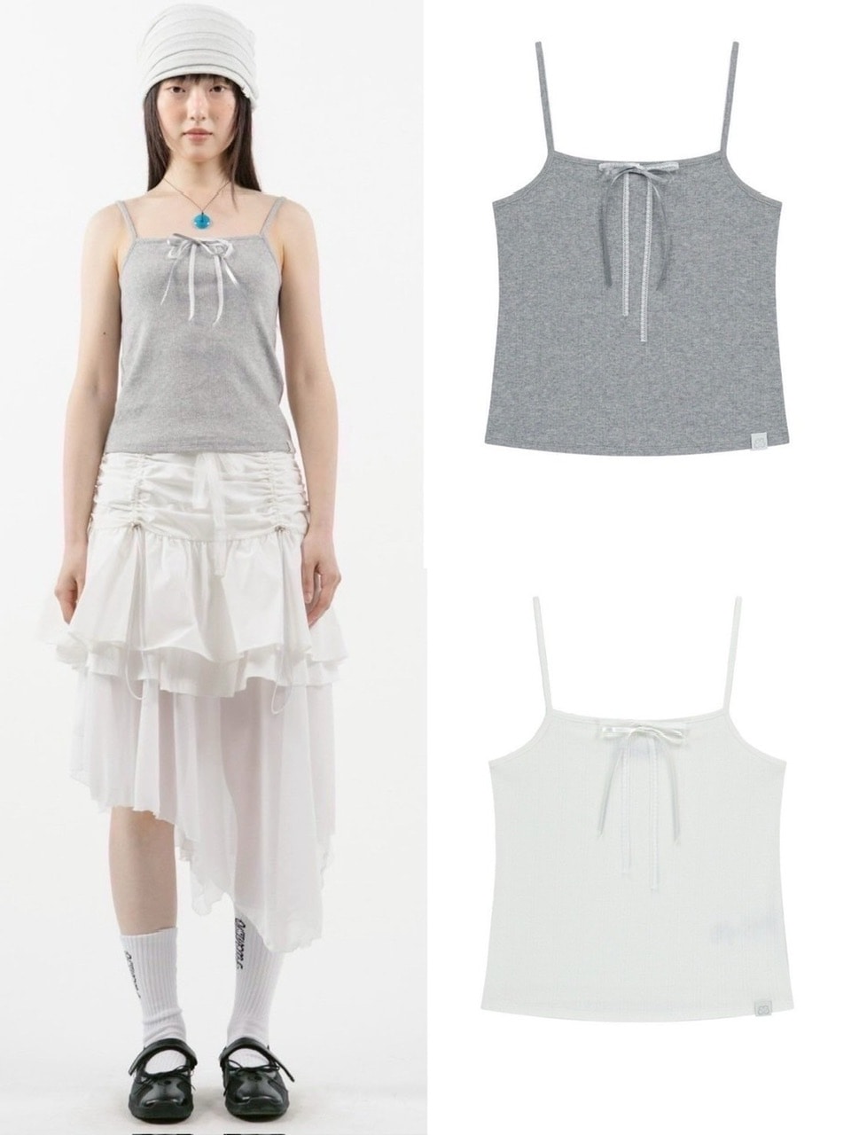 【TUOMIO】POINTELLE RIBBON CAMI / 【トゥオミオ】ポインテールリボンキャミソール