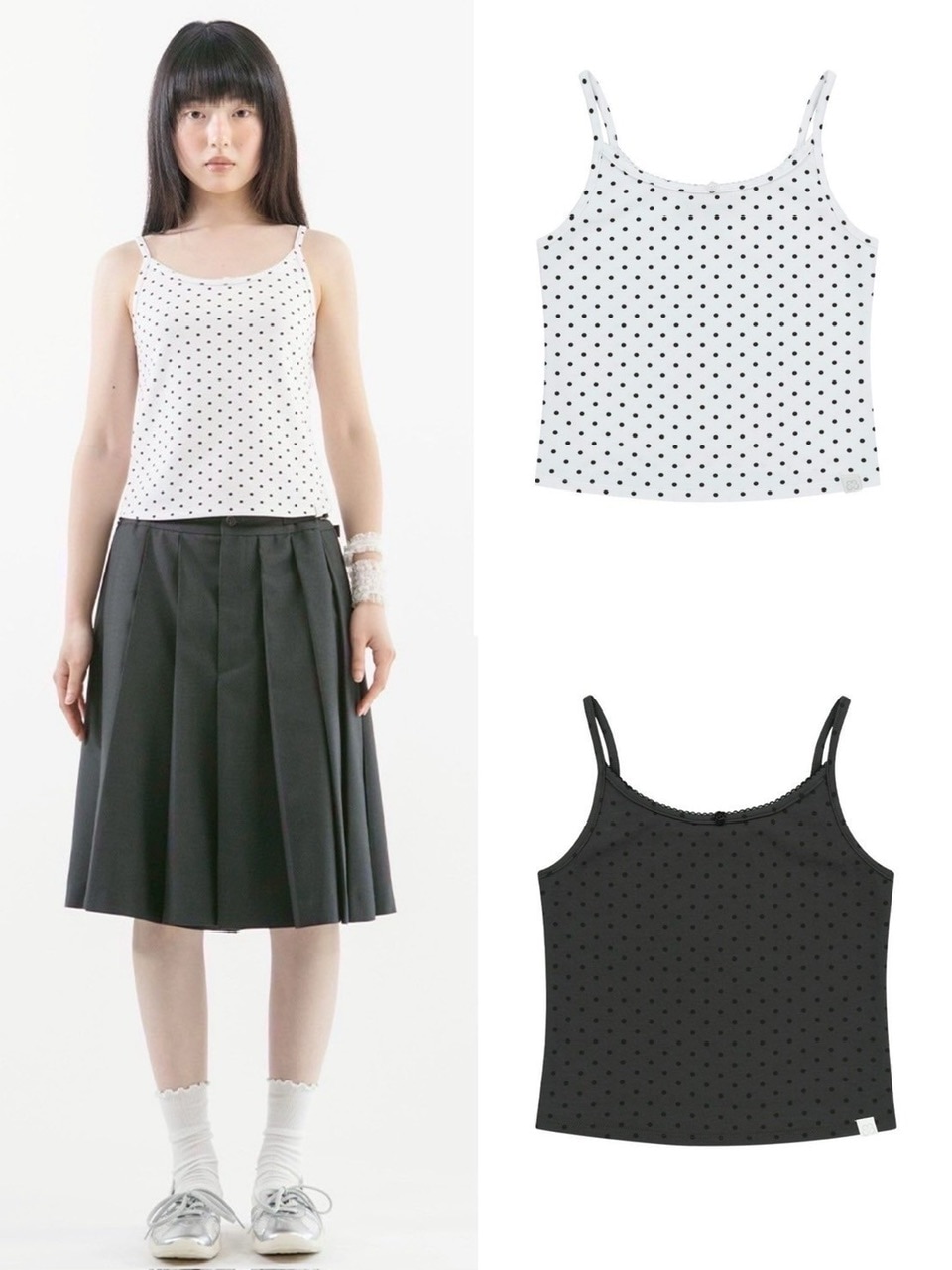 【TUOMIO】DOTTED TANK TOP / 【トゥオミオ】ドットキャミソール